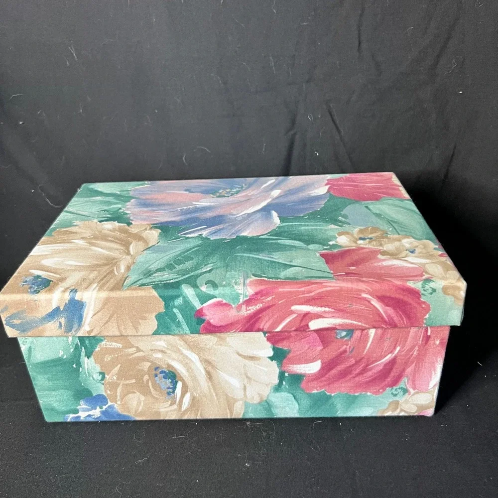 Vintage Floral Fabric Covered Jewelry Box \ Cottagecore Grandma